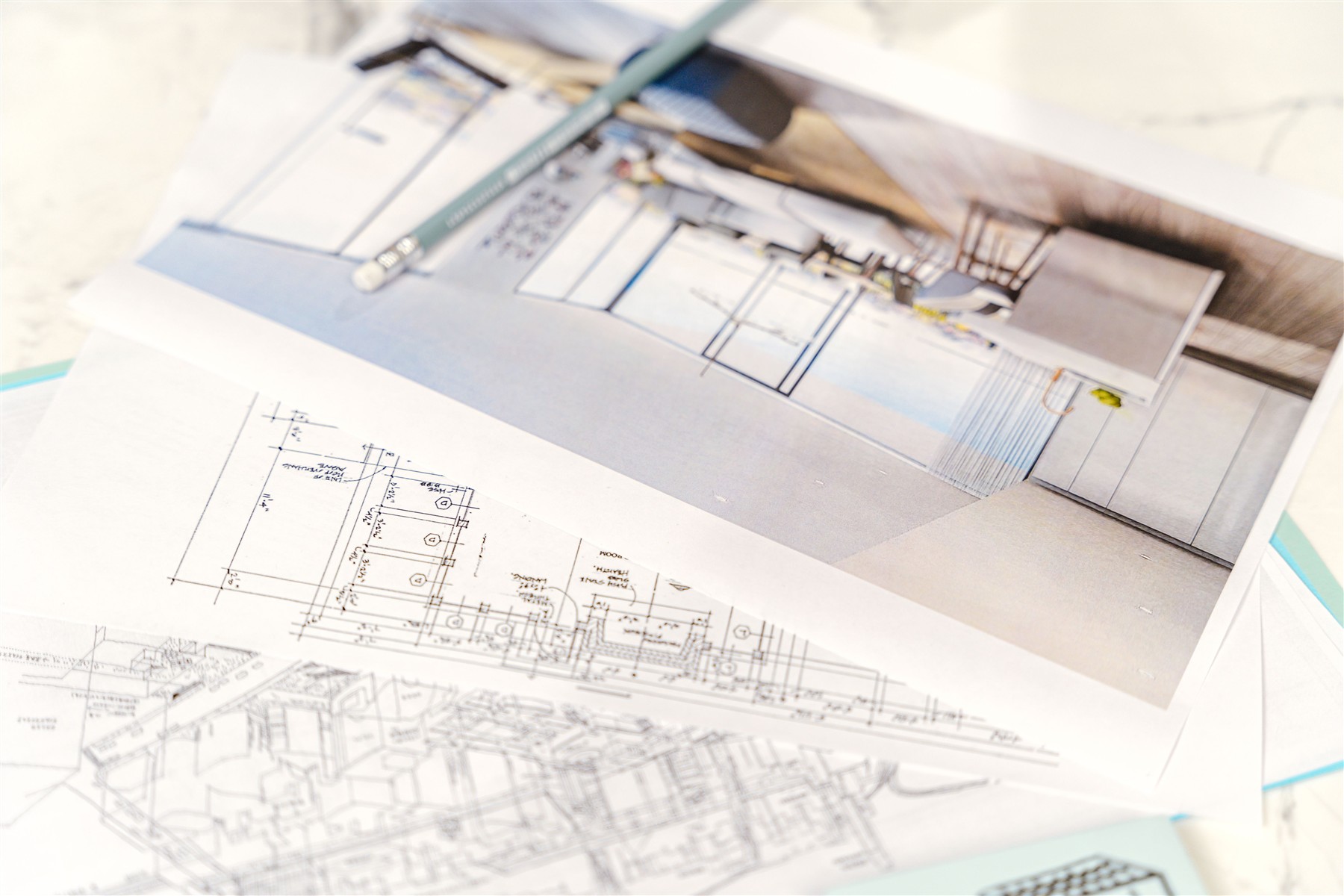 Plans et esquisses d’une maison